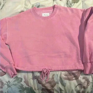 Wilfred Free (Aritzia) Fleece Cropped Sweatshirt Sz XS (Faded Bubble Pink)